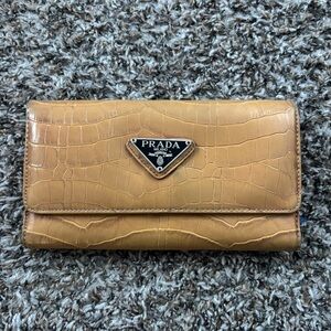 Prada Tan Croc-Embossed Wallet